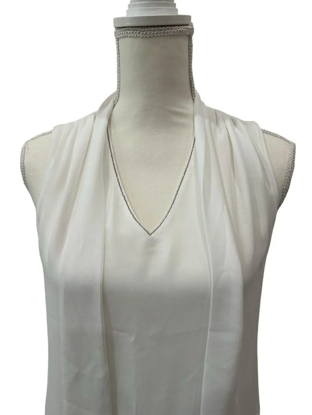 WHITE HOUSE BLACK MARKET WHBM White Bow Neck Tank Top Size 2P